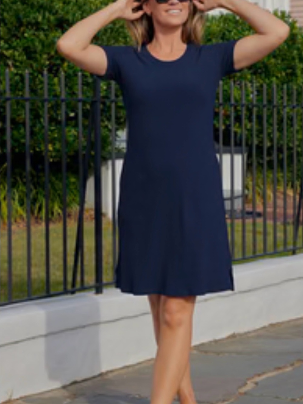WoolX Harlowe Navy Short-Sleeve Midi Dress quiet luxury size 3x like new